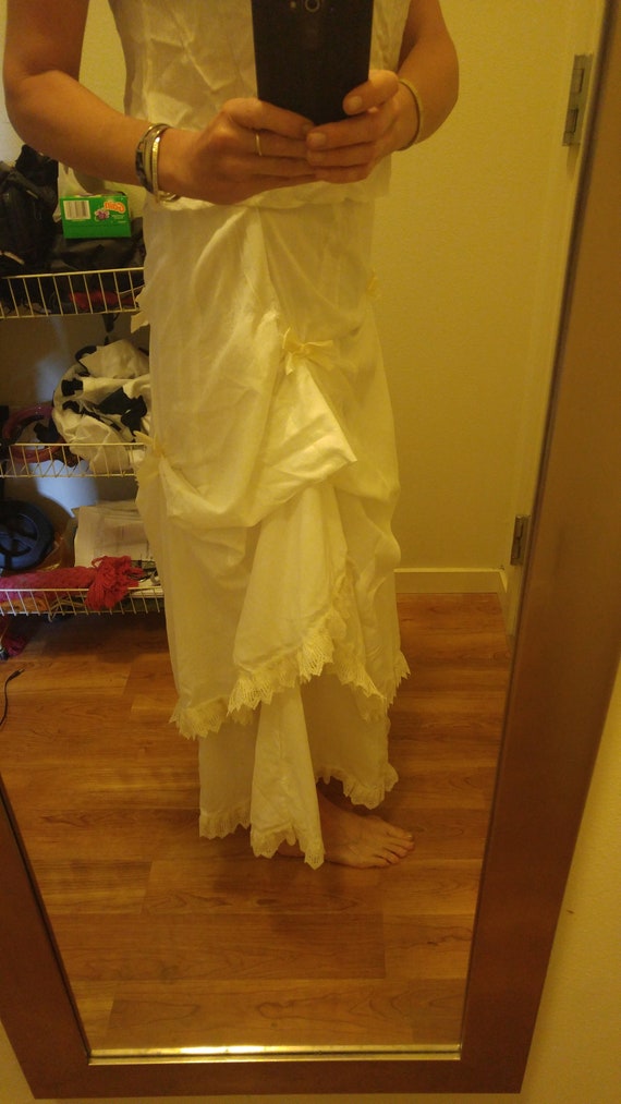 80's white ruffled bo peep style boho maxi skirt … - image 9