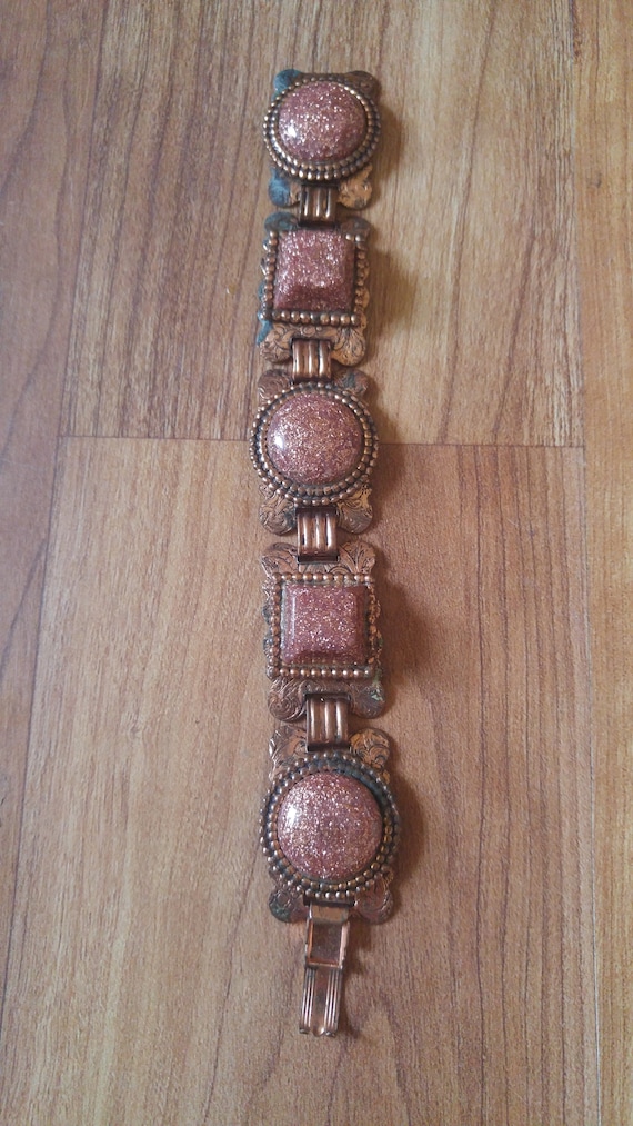 50's copper bracelet with glitter resin detail - image 1