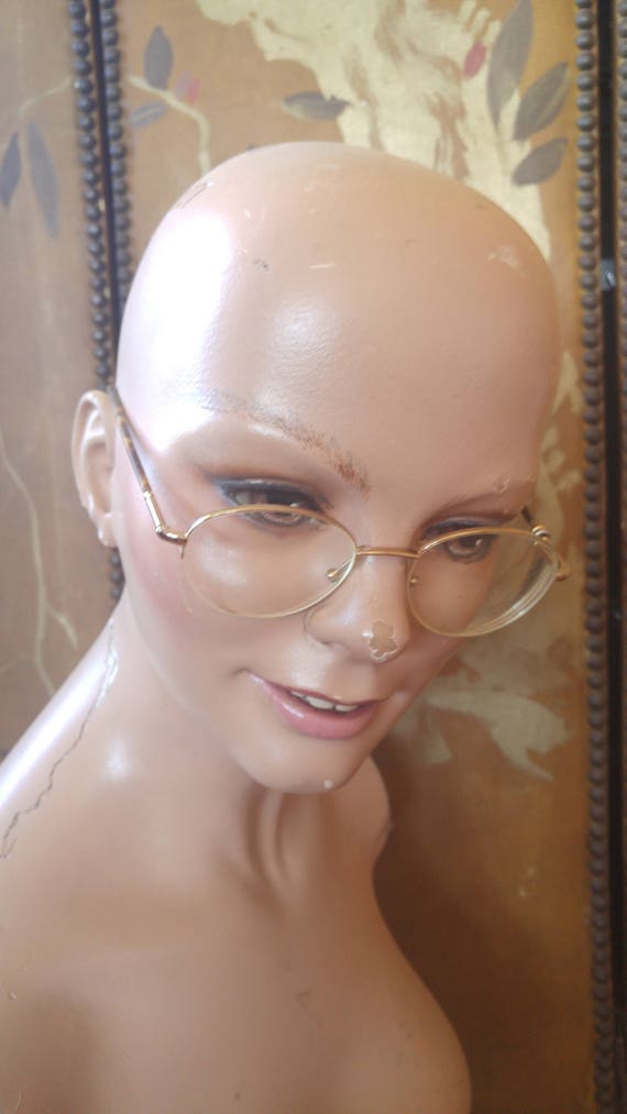 70s Cacharel round spectacle glasses with faux to… - image 1