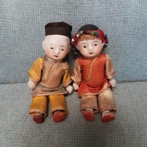 40s bisque little Japanese Ichimatsu boy and girl dolls