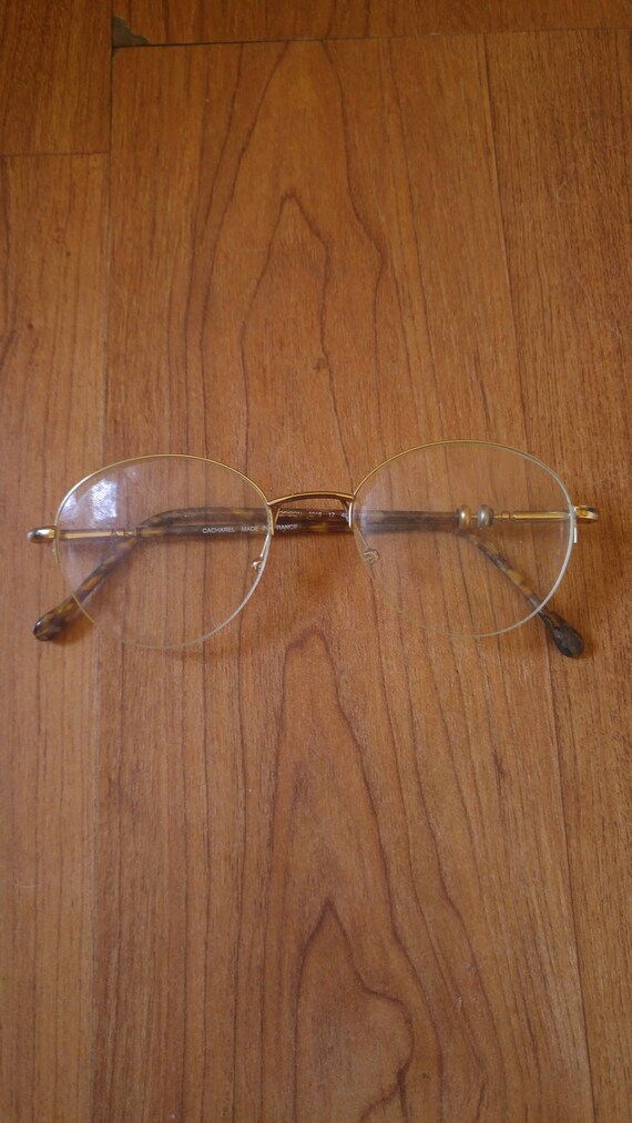 70s Cacharel round spectacle glasses with faux to… - image 3
