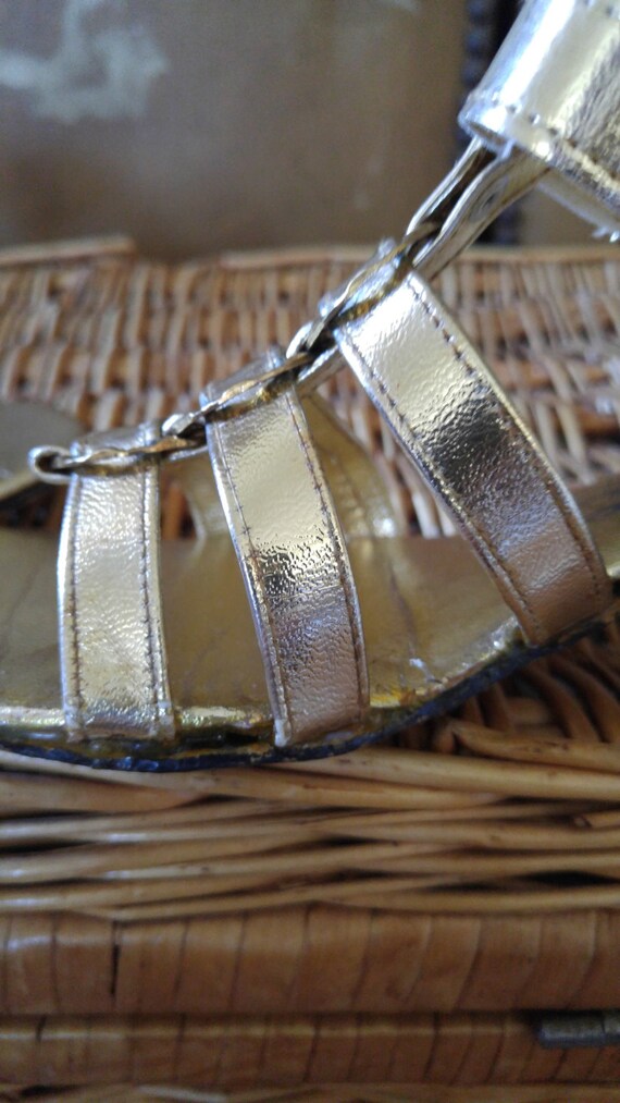 SALE!!! 60s Gold strappy sandals by Qualicraft Ca… - image 4