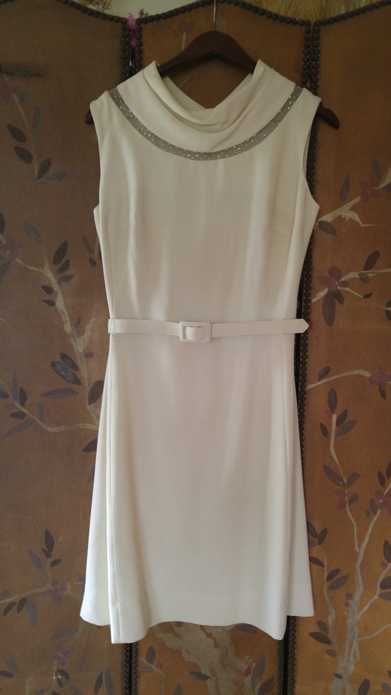 70s R & K Originals Ivory and diamante evening dre