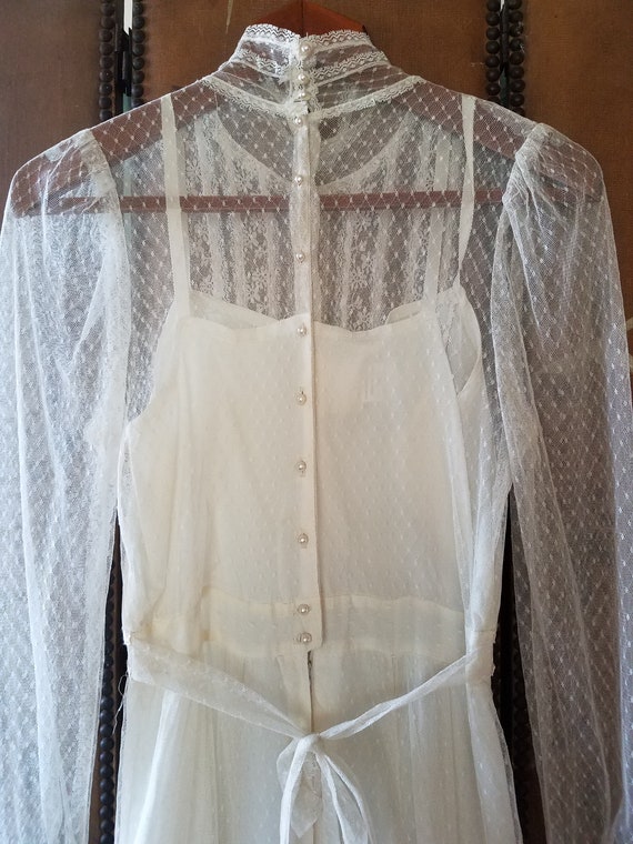 70s ivory sheer lace Victorian style Gunne Sax ma… - image 4