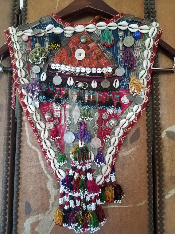 70s Afghan nomad child vest / chest piece