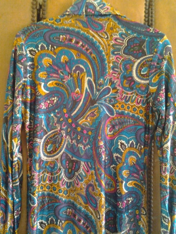 1960s psychedelic blue shirt dress - image 4