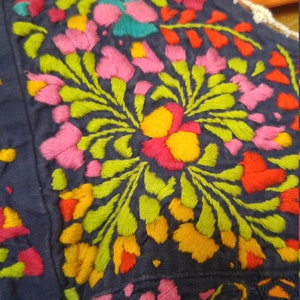 80s blue embroidered flowered peasant smock top image 4