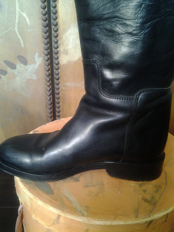 Black Leather Donna Karan New York Riding Boots - Etsy