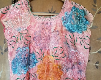 70s exquisite embroidered dye blouse with Hollywood Costumers Portland Or label