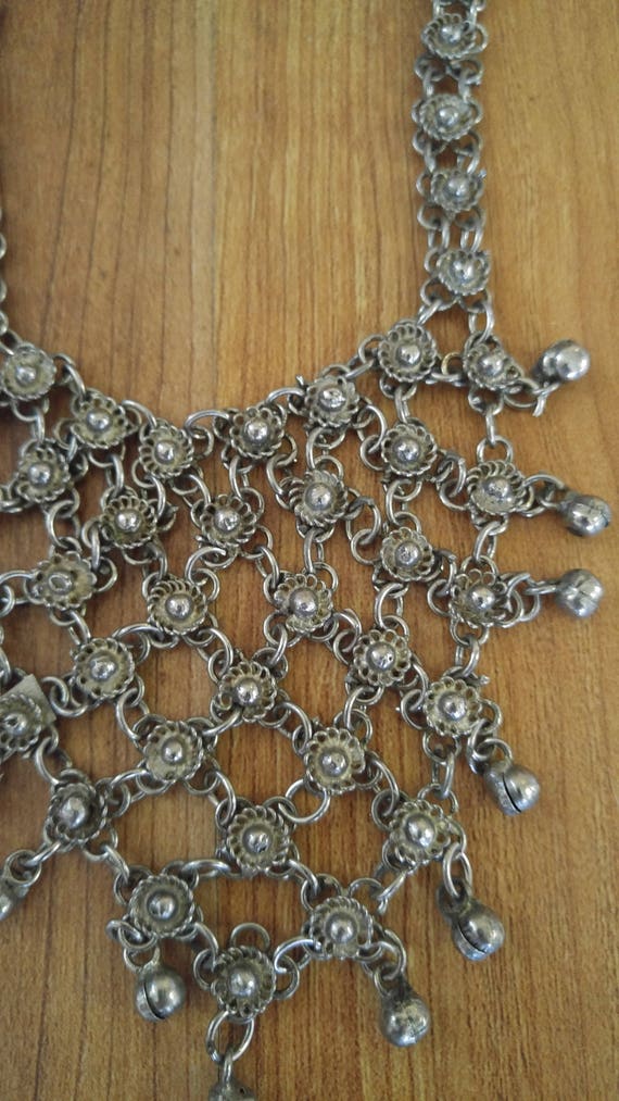 80s Indian boho / hippie chain maille bib necklace - image 3