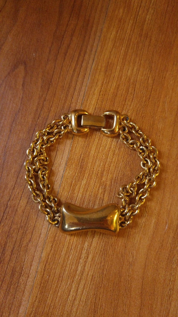 70s Gold tone double chain Monet bracelet