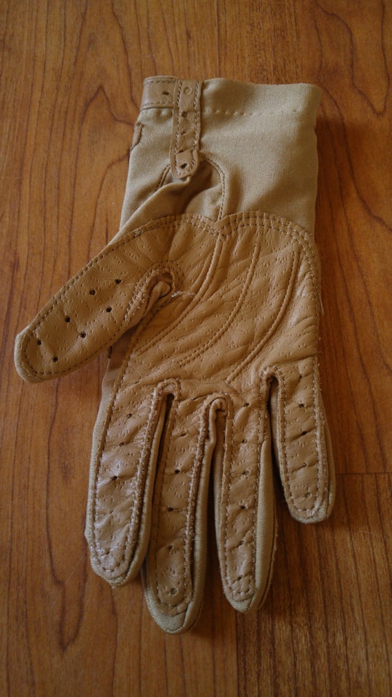 70s tan leather trim driving gloves by Finale - image 5