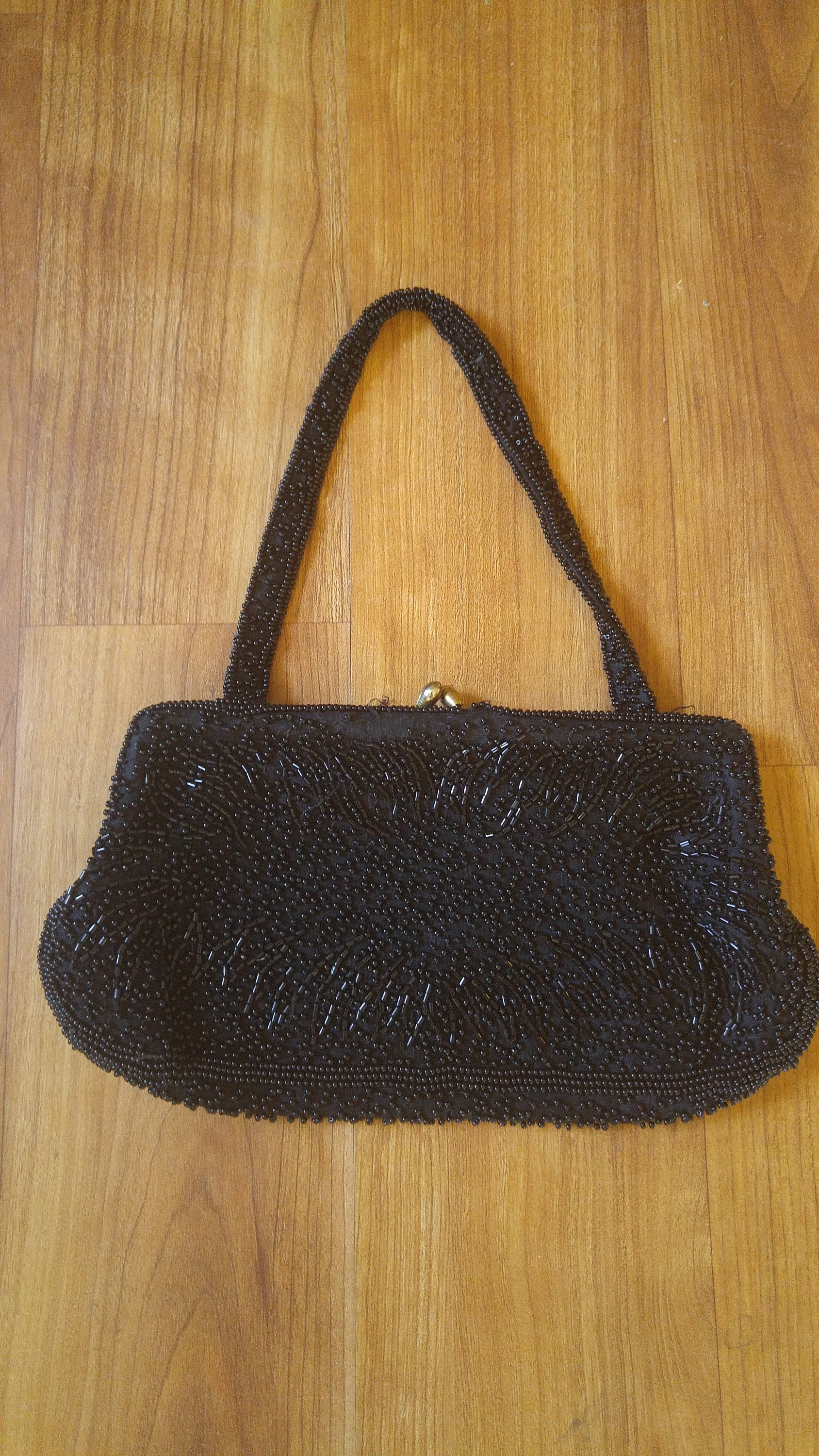 Vintage Wolborg Black Beaded Clutch Purse, 1950's-1960's Auction