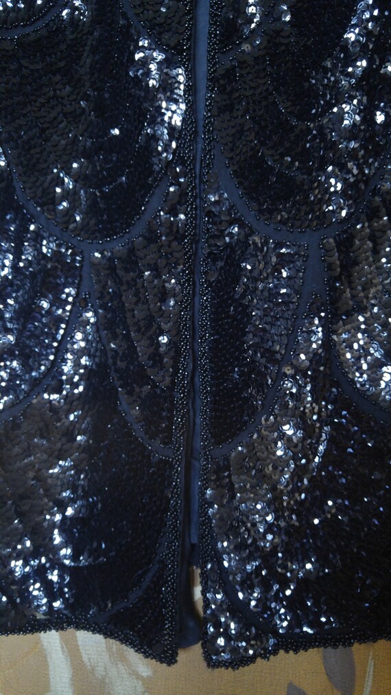 SALE!! 80's Swee Lo black sequin and beaded silk … - image 5