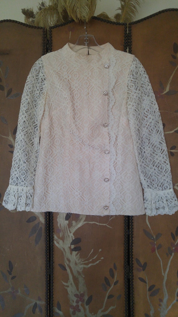 60's Victorian style lace blouse with sheer lace s