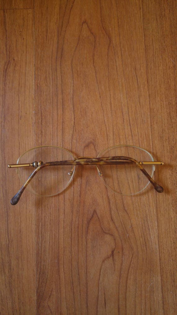 70s Cacharel round spectacle glasses with faux to… - image 5