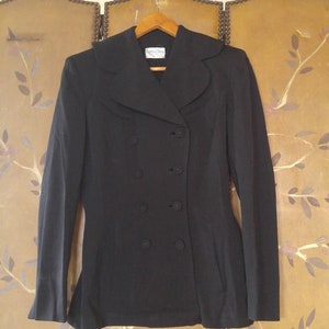 50&#39;s Black Gabardine virgin wool jacket by Charles F Berg, Portland OR