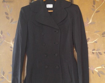 50's Black Gabardine virgin wool jacket by Charles F Berg, Portland OR