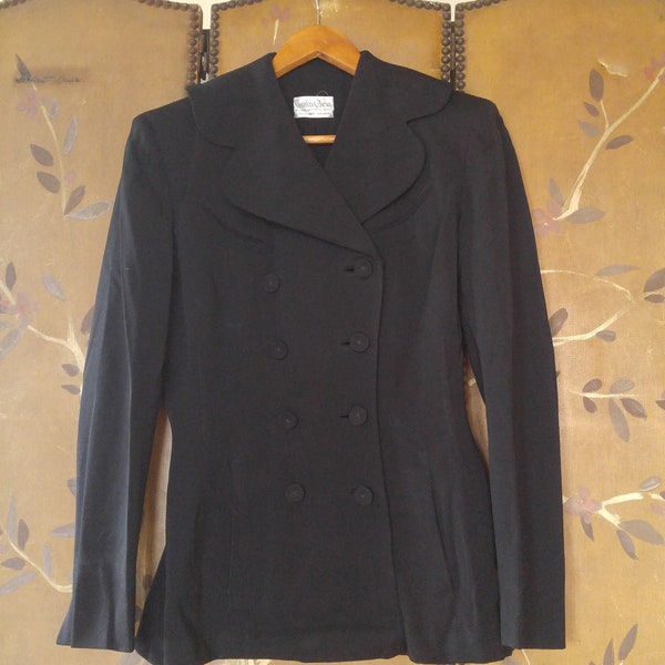 50's Black Gabardine virgin wool jacket by Charles F Berg, Portland OR