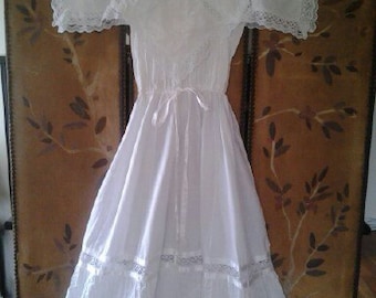 Vestido de noiva / boho cigano branco de algodão e renda