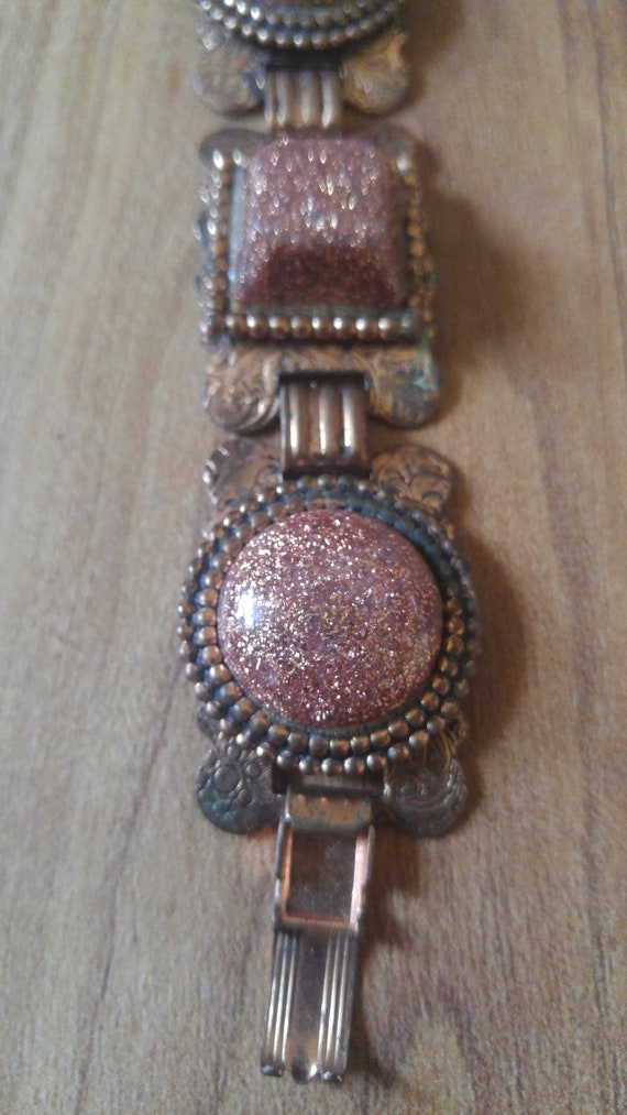 50's copper bracelet with glitter resin detail - image 2