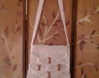 70s macrame beaded and fringed hippie boho bag