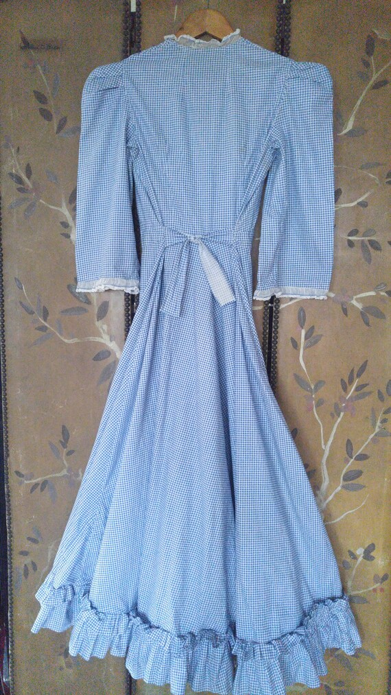 1920's blue and white gingham Prairie / country d… - image 6