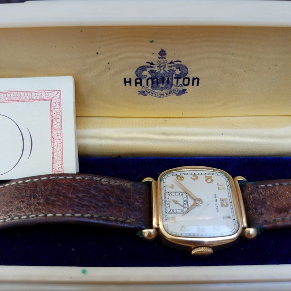 Extremely rare 1948 Hamilton 10k gold filled watch in original case and certificate, in working order