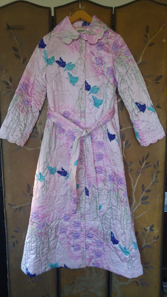 60's pink and purple quilt butterfly dressing gown