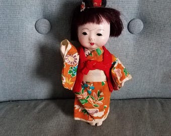 Lachineuse Traditional Japanese Kimono Doll - Mauve/Purple, 31cm High, Resin & Fabric - View #3
