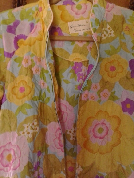 60s flower power quilt style dressing gown - image 4