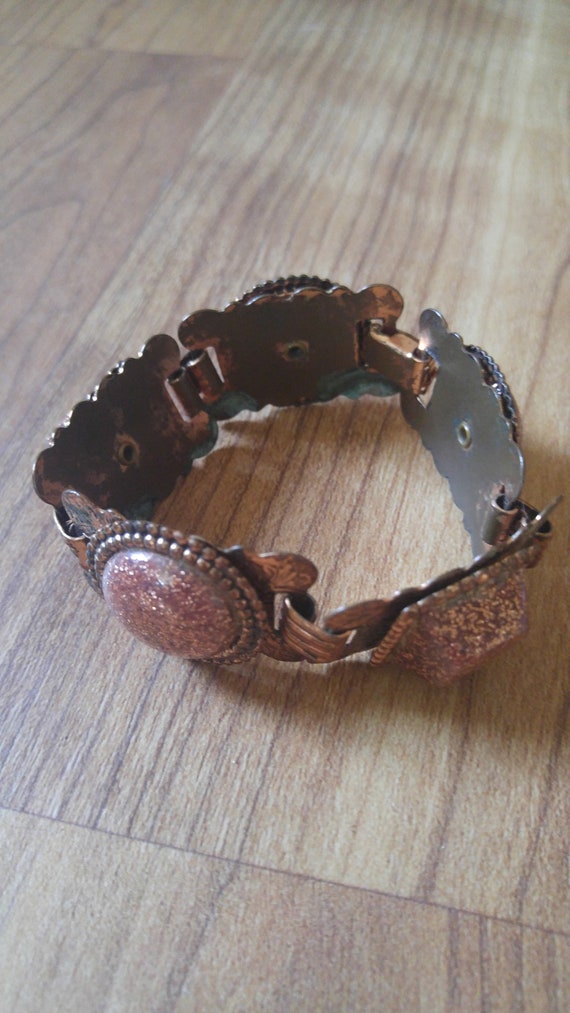 50's copper bracelet with glitter resin detail - image 5