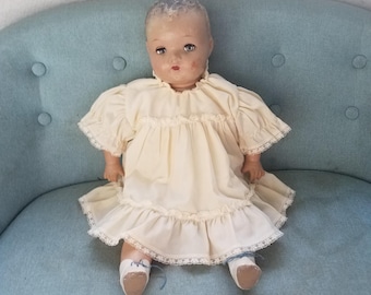 Antique 1930s composition baby doll with sleepy eyes and eyelashes  18 inches