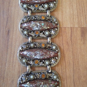 50&#39;s Victorian revival heavy bracelet in confetti glitter resin