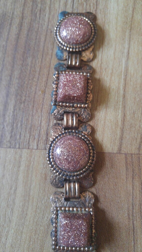 50's copper bracelet with glitter resin detail - image 3