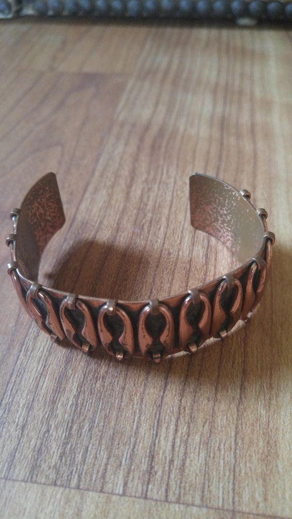 50's abstract copper cuff bangle by Renoir