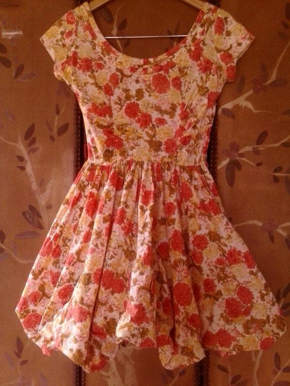 1950s' Jerry Gilden spectator orange floral cotton