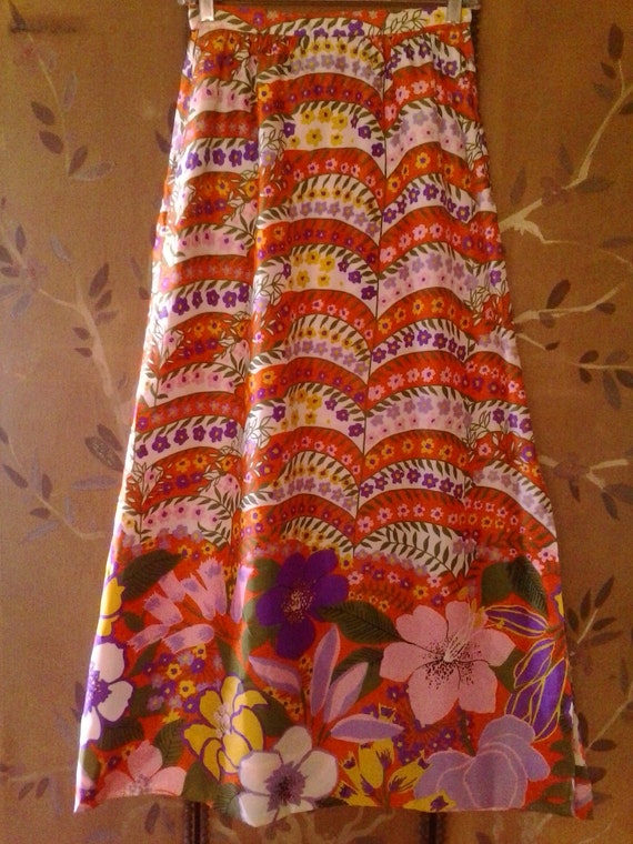 70s psychedelic flower power maxi skirt by Nelly d