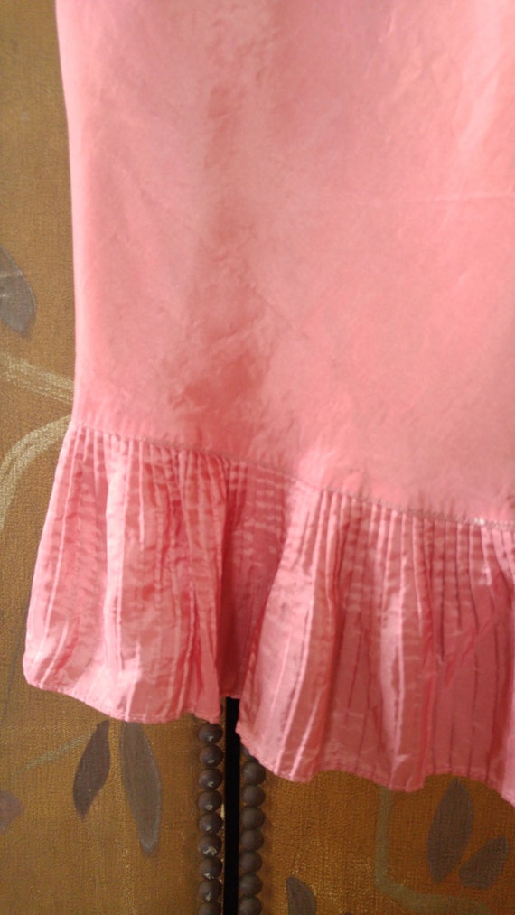 50s dusky pink silky slip underdress with pleated… - image 3