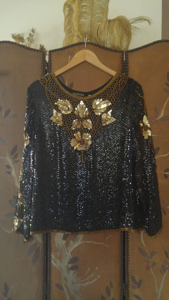 black and gold sequin shirt