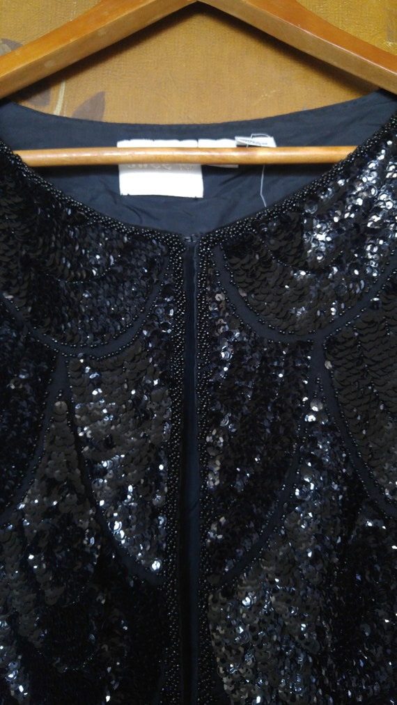 SALE!! 80's Swee Lo black sequin and beaded silk … - image 3