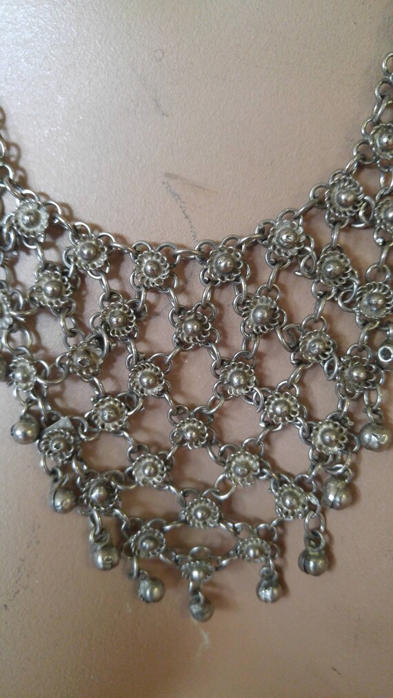 80s Indian boho / hippie chain maille bib necklace - image 6