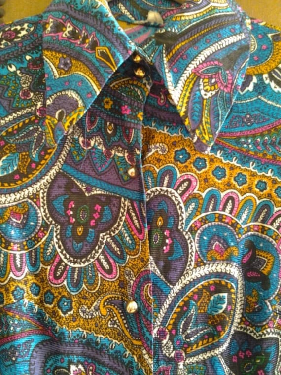 1960s psychedelic blue shirt dress - image 2