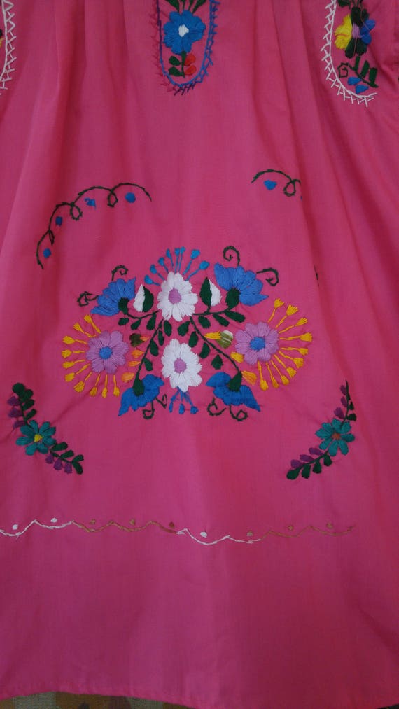 70s hot pink Mexican embroidered small womens / g… - image 6