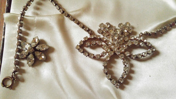 50s Diamante necklace and earrings set - image 2