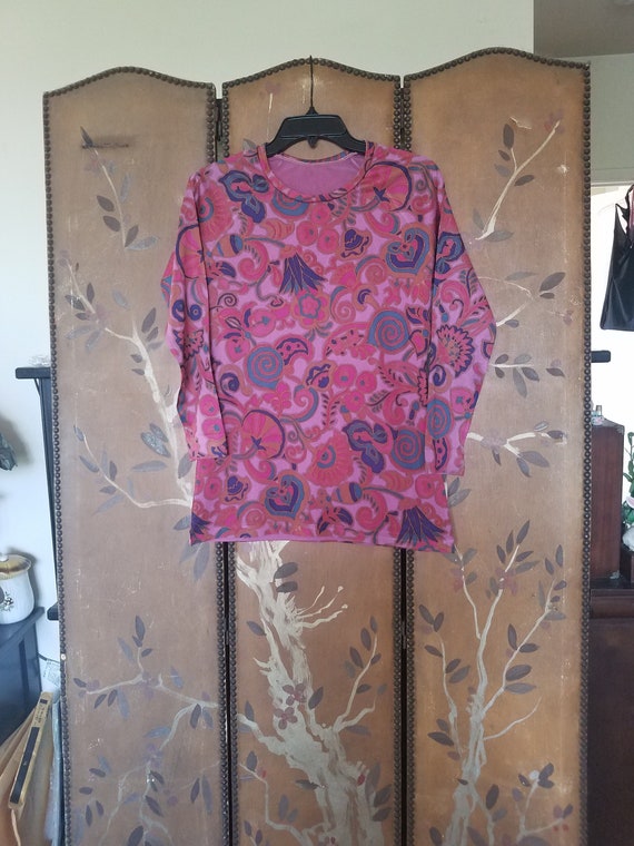 Regular Fit Short Sleeve Shirt - Green & Purple Psychedelic Floral