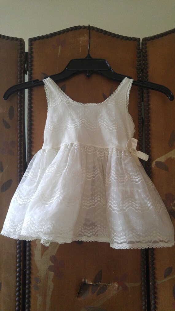 60's ivory girl's frilly petticoat slip dress