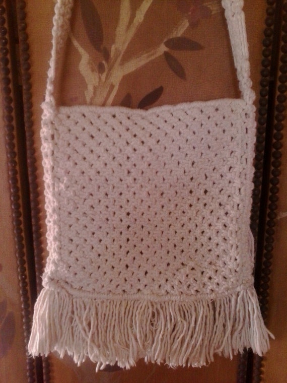 70s macrame beaded and fringed hippie boho bag - image 5