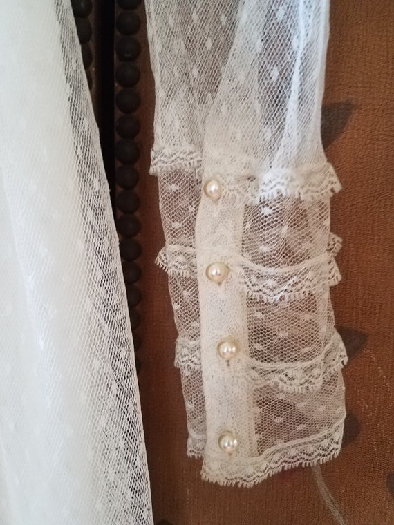 70s ivory sheer lace Victorian style Gunne Sax ma… - image 5
