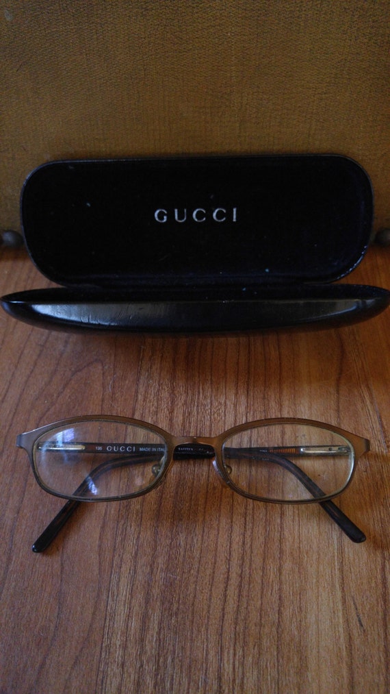 Vintage oval Gucci reading glasses with case